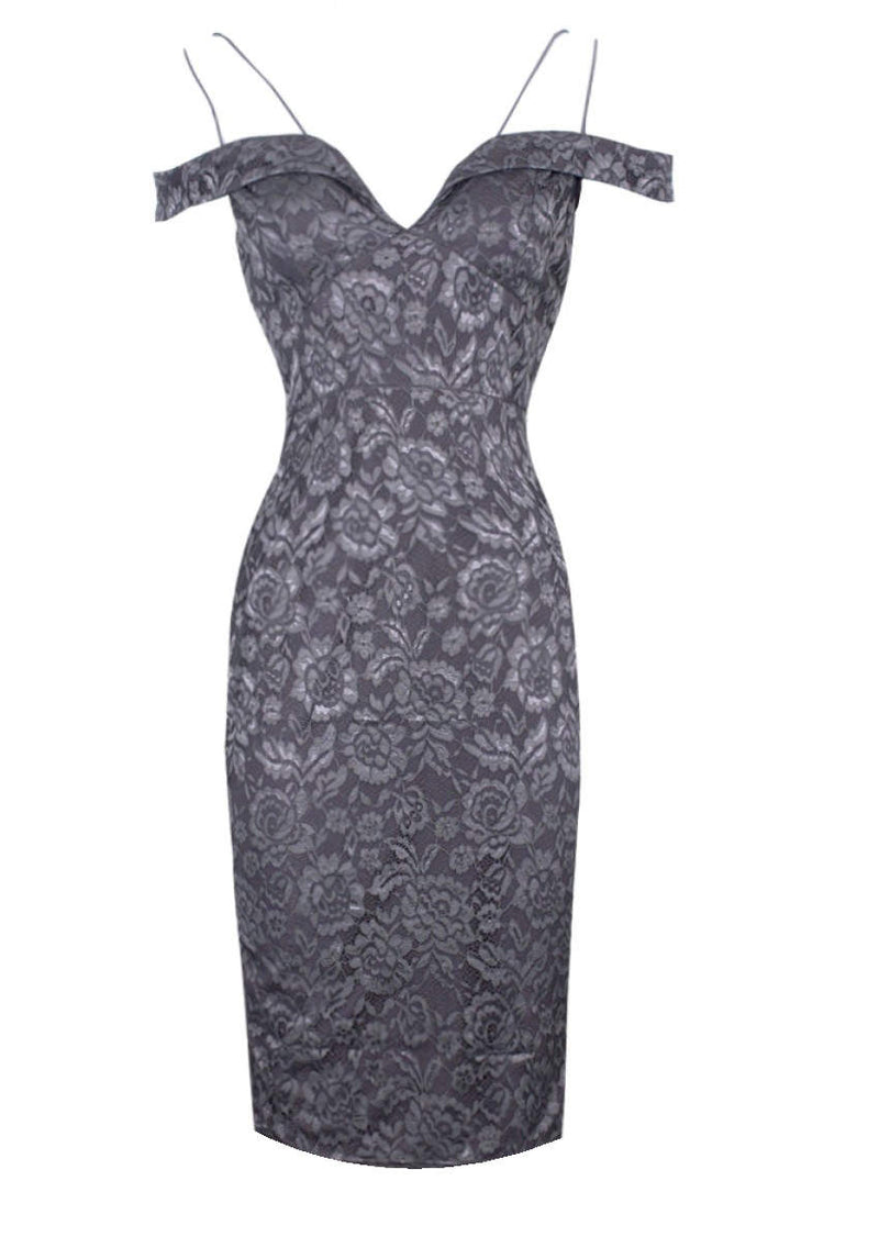 Dark Grey Lace Midi Dress