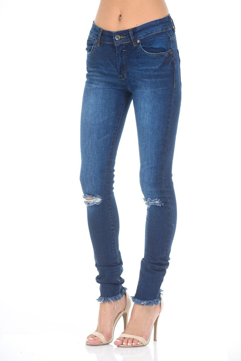 Blue Fray Hem Jeans