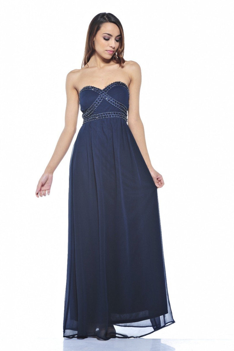 Chiffon Strapless Jewel Maxi