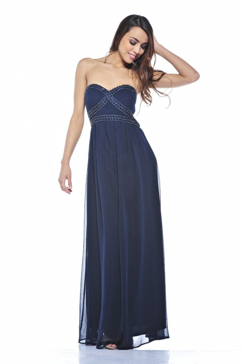 Chiffon Strapless Jewel Maxi