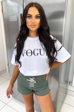 Khaki Lace Up Shorts