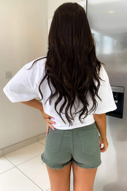 Khaki Lace Up Shorts