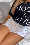 White Lace Up Shorts