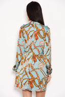 Duck Egg Chain Print Dress