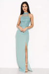 Duck Egg Crochet Top High Neck Maxi Dress