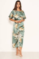 Duck Egg Floral Print Culotte Jumpsuit