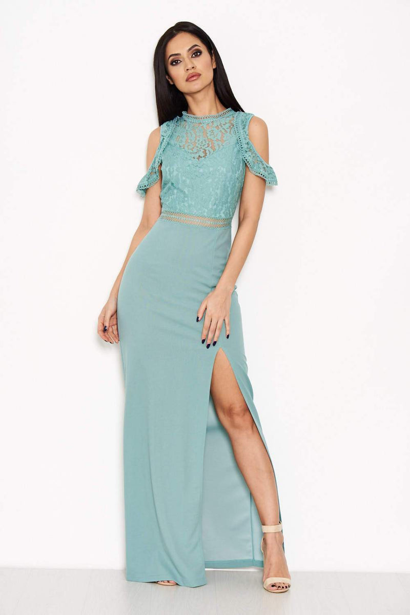 Duck Egg Lace Top Maxi Dress