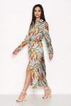 Duck Egg Printed Long Sleeve Shirt Dress