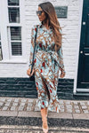 Duck Egg Printed Long Sleeve Shirt Dress