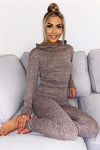 Dusty Pink Marl Cropped Hoodie Lounge Set