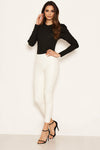 Ecru Faux Leather Leggings