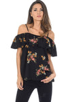 Floral Black Bardot Top