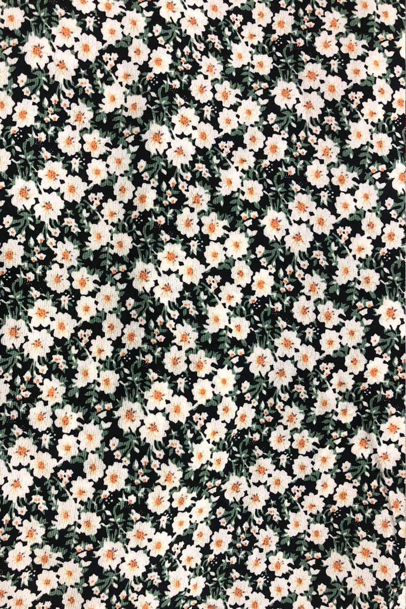 Floral Daisy Print Batwing Frill Dress