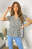 Floral Daisy Print Wrap Over Top