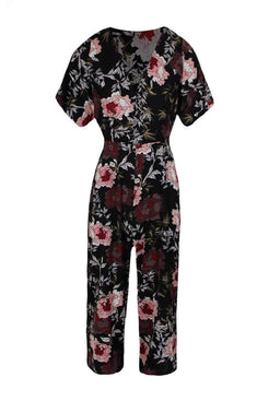 Floral Wrap Frill Sleeve Jumpsuit