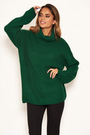 Forest Green Roll Neck Knit Jumper