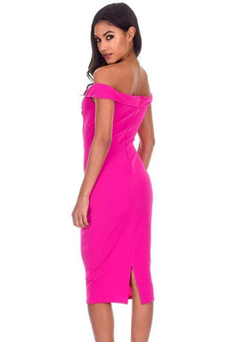 Fuchsia Bardot Bodycon Dress