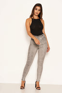 Grey Frayed Hem Jeans