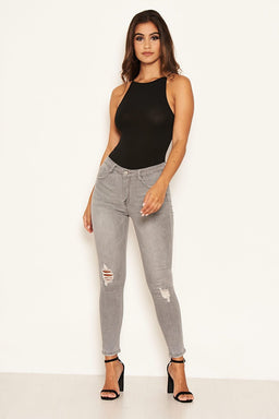 Grey High Waisted Jeans