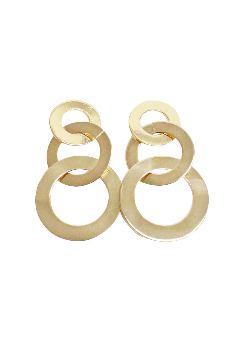 Gold 3 Circle Earrings