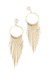 Gold Circle Diamante Drop Spiky Earrings