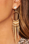 Gold Circle Diamante Drop Spiky Earrings