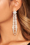 Gold Drop Down Diamante Earrings