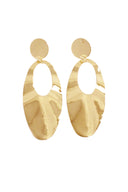 Gold Hammered Oval Earrings