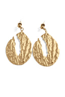 Gold Oval Cut Textured Earrings