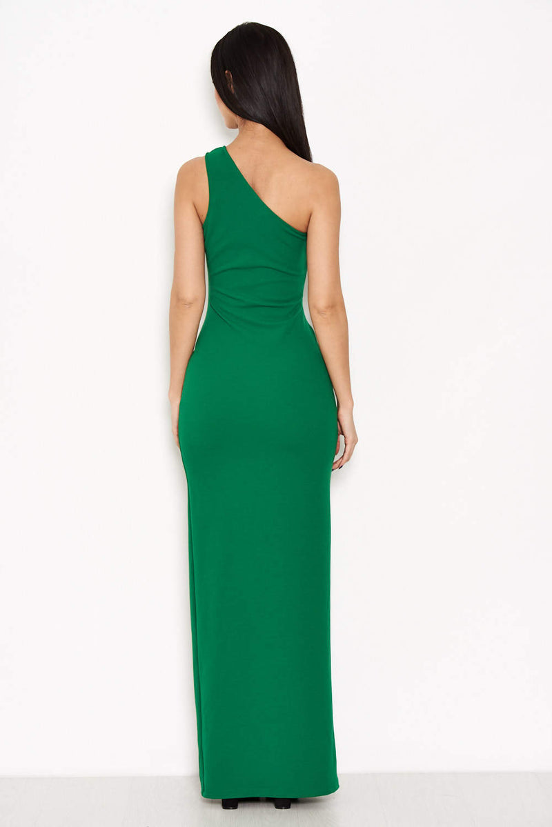 Green Asymmetric Thigh Split Maxi Dress