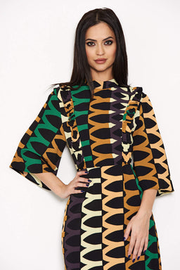 Green Aztec Printed Day Dress