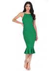 Green Bodycon Midi Dress With Frill Hem