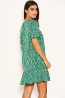 Green Floral Frill Hem T-Shirt Dress