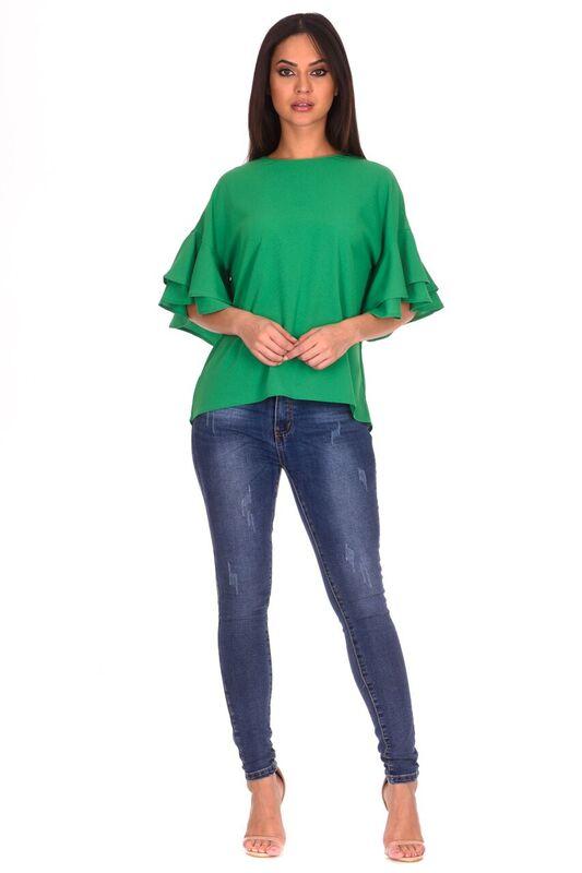Green Frill Sleeve Top