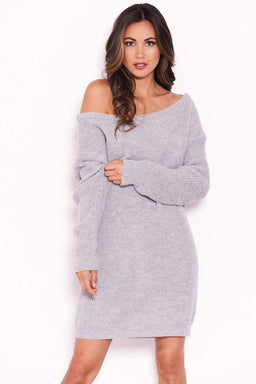 Grey Boatneck Longline Jumper