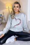 Grey Butterfly Printed Oversized Sweatshirt