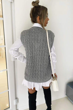 Grey Cable Knit Tank Top