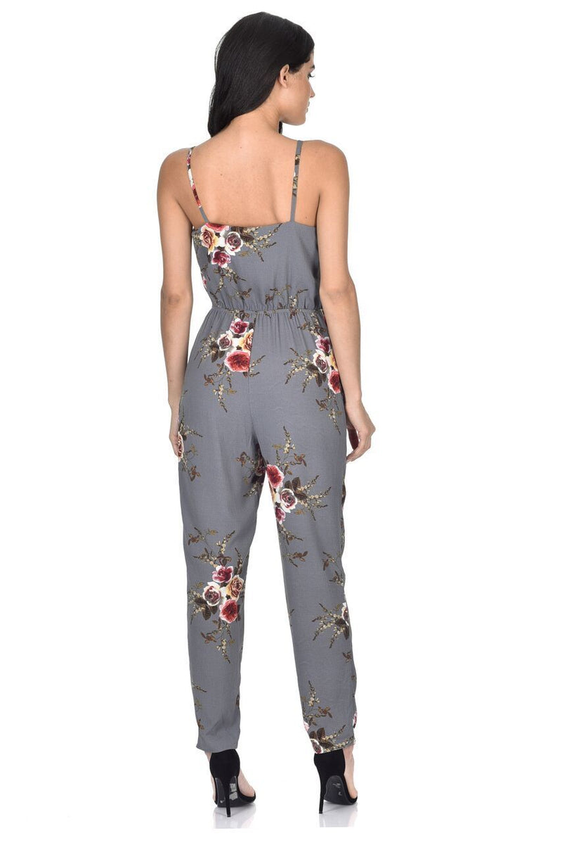 Grey Floral Printed Jumpsuit