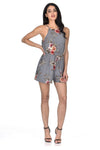 Grey Floral Printed Playsuit