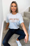 Grey Liberte Printed Oversized T-Shirt