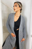 Grey Long Line Cardigan