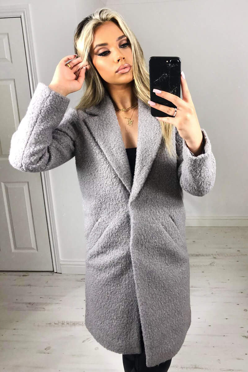 Grey Long Teddy Coat