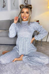 Grey Marl Long Sleeve Peplum Lounge Set