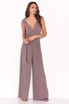 Grey Pleated Tie-Waist Jumpsuit