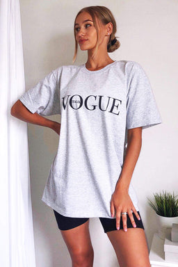 Grey Printed Oversized Tee