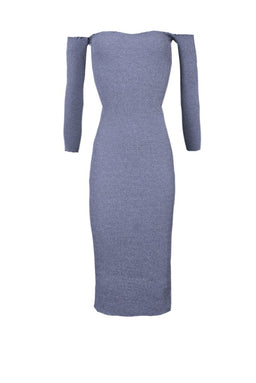 Grey Ribbed Midi Dress