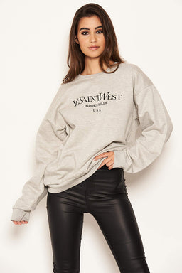 Grey Slogan Printed Sweatshirt