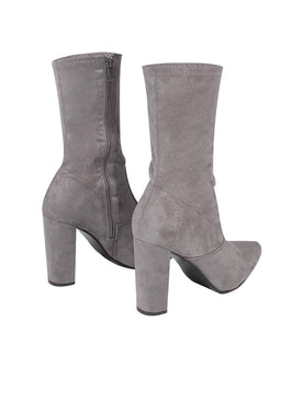 Grey Stretch Suede Boot Heels
