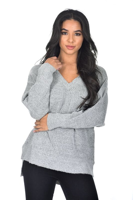 Grey V Neck Jumper