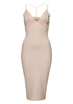 Harness Detail Plunge Bodycon Midi Dress